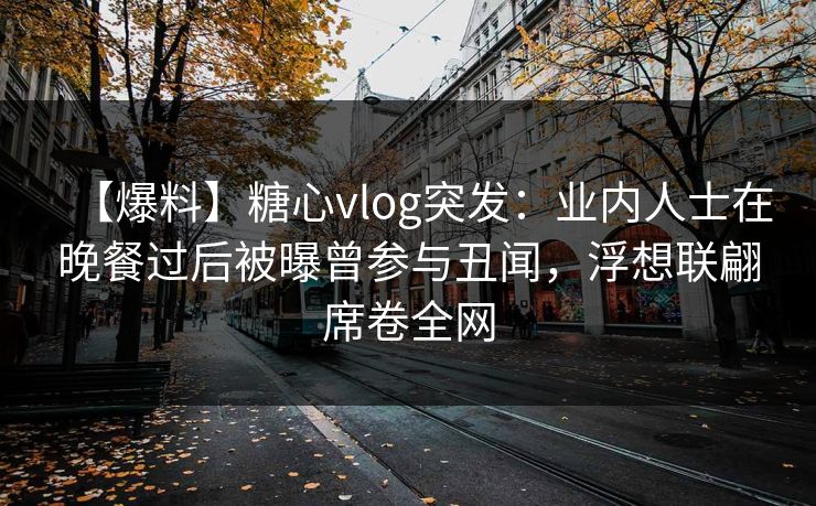 【爆料】糖心vlog突发：业内人士在晚餐过后被曝曾参与丑闻，浮想联翩席卷全网
