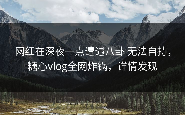 网红在深夜一点遭遇八卦 无法自持，糖心vlog全网炸锅，详情发现