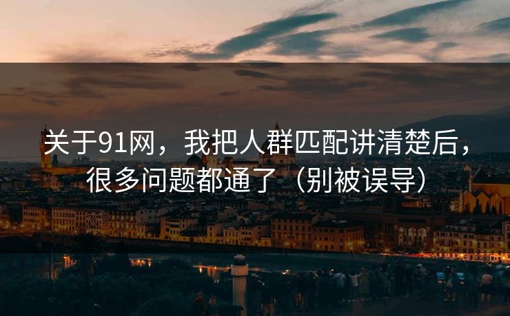 关于91网,我把人群匹配讲清楚后,很多问题都通了(别被误导) 关于91网,我把人群匹配讲清楚后,很多问题都通了(别被误导)