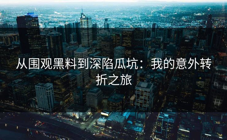 从围观黑料到深陷瓜坑:我的意外转折之旅
